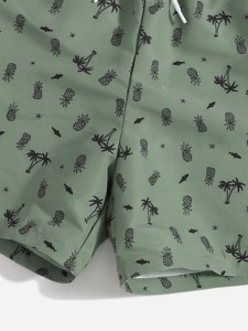 Boys Palm Tree & Pineapple Print Swim Shorts