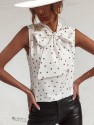 Polka Dot Tie Neck Blouse