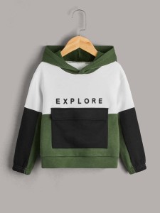 SHEIN Toddler Boys Flap Pocket Patched Letter Graphic Colorblock Hoodie