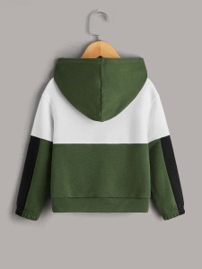 SHEIN Toddler Boys Flap Pocket Patched Letter Graphic Colorblock Hoodie