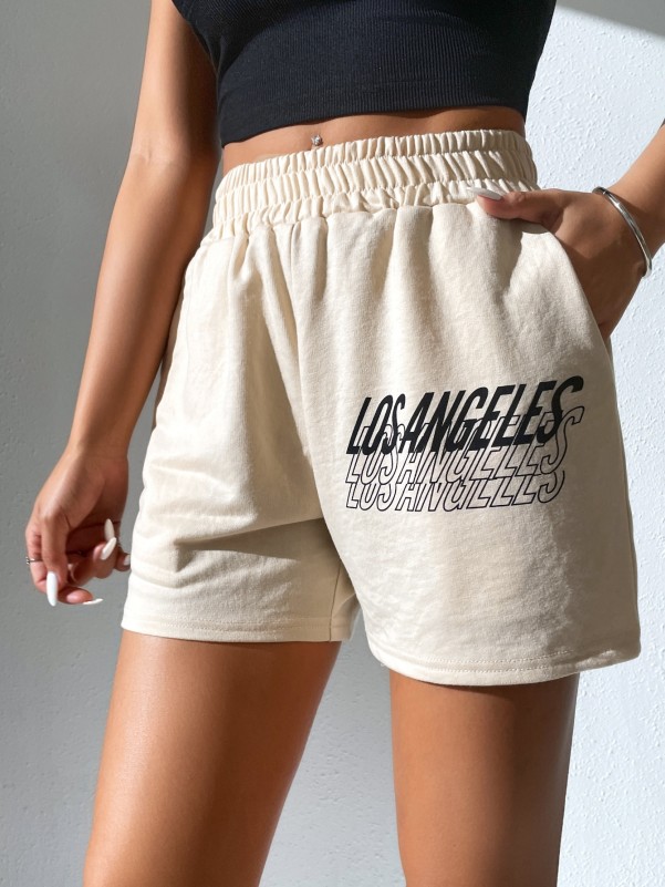 SHEIN PETITE High Waist Slant Pocket Shorts