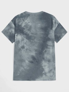 ROMWE Guys Tie Dye Letter Graphic Tee