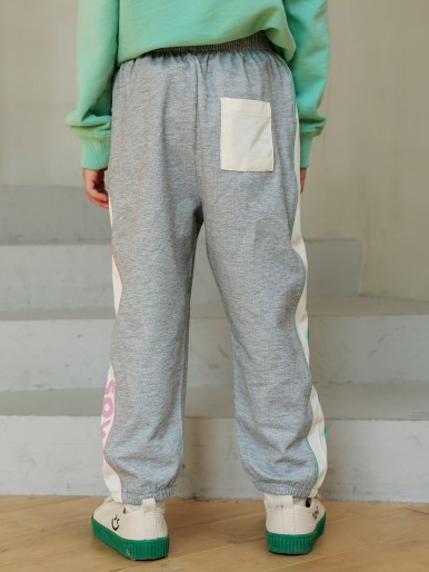 Toddler Boys Contrast Sideseam Letter Graphic Sweatpants