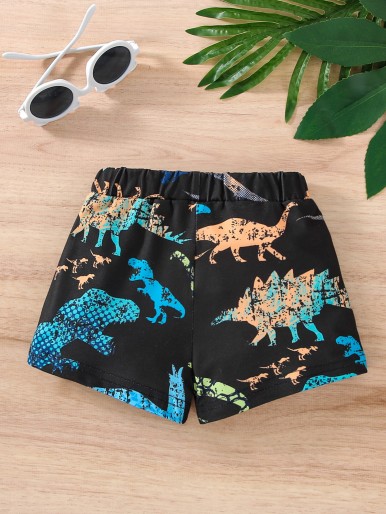 Baby Dinosaur Print Elastic Waist Shorts