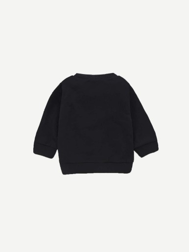 Girls Ruffle Trim Pom Pom Sweatshirt