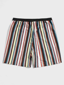 ROMWE Guys Striped Drawstring Shorts