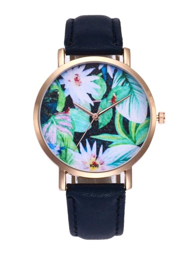Women's watch decorated with flowers on the inside