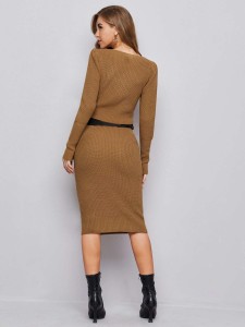Puff Sleeve Crop Sweater & Belted Skirt Set