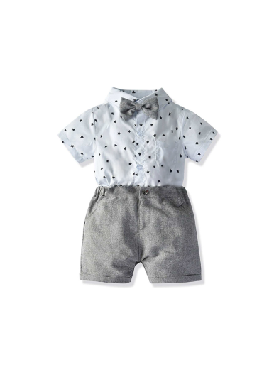 Toddler Boys Star Print Bow Romper With Shorts