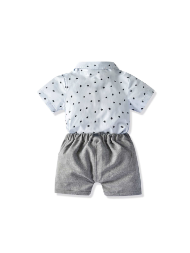 Toddler Boys Star Print Bow Romper With Shorts