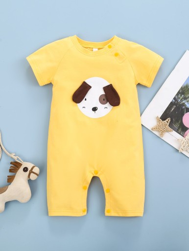 Baby Unisex Cartoon Dog Print 3D Ear Romper