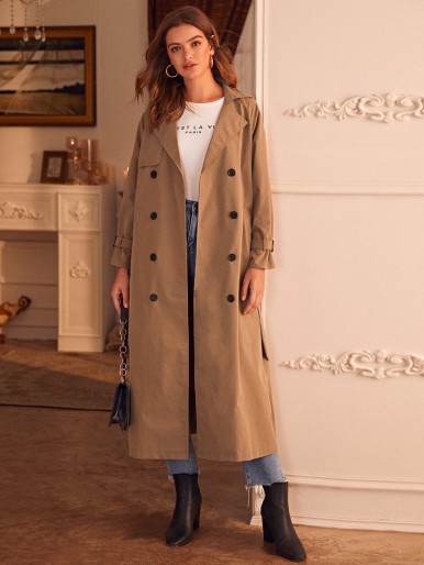 Double Breasted Belted Trench Coat