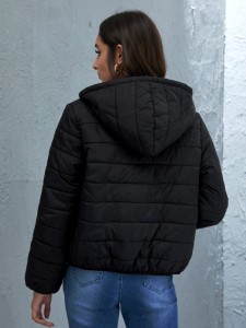 Zipper Front Solid Winter Coat