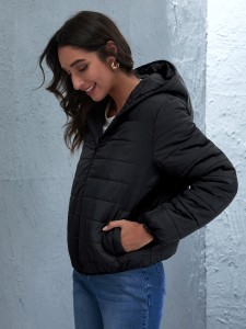 Zipper Front Solid Winter Coat