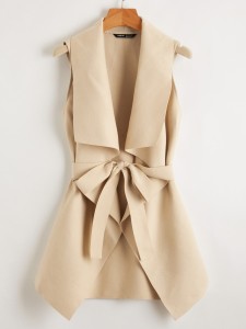 Waterfall Neck Belted Vest Coat