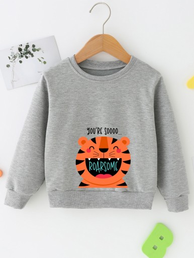 Toddler Boys Cartoon And Slogan Graphic Pullover