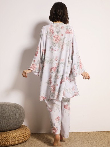 3pack Floral Print Cami PJ Set & Robe