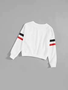 Girls Striped Sleeve Sweatshirt