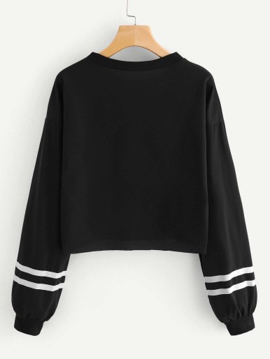 Zwart Casual Gestreept Sweater