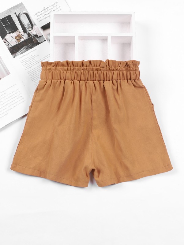 Girls Paperbag Waist Wide Leg Shorts