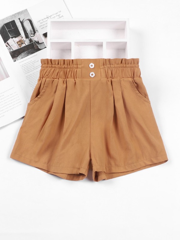 Girls Paperbag Waist Wide Leg Shorts