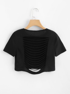 Ripped Back Graphic Crop Tee