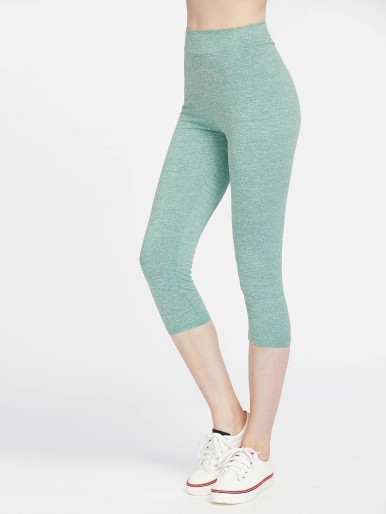 High Rise Crop Marled Leggings