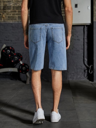 Men Ripped Denim Shorts