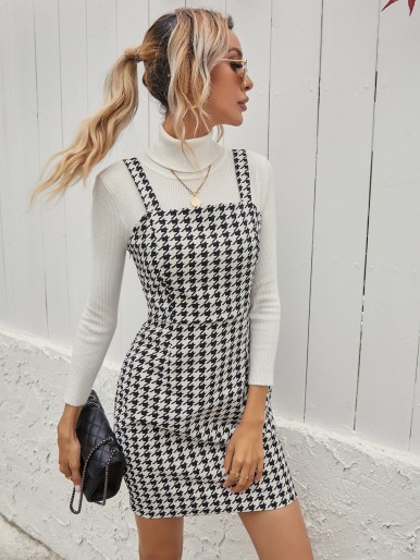 Houndstooth Print Dress