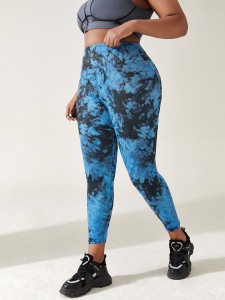 Plus Four-way Stretch Tie Dye Sports Leggings