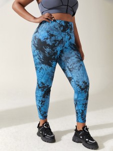 Plus Four-way Stretch Tie Dye Sports Leggings