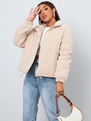 Drawstring Hem Cord Puffer Jacket