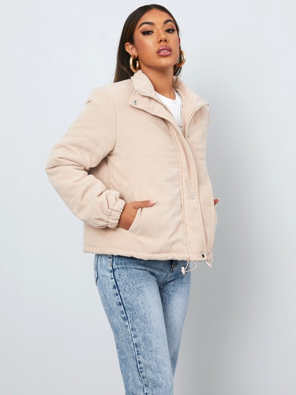 Drawstring Hem Cord Puffer Jacket