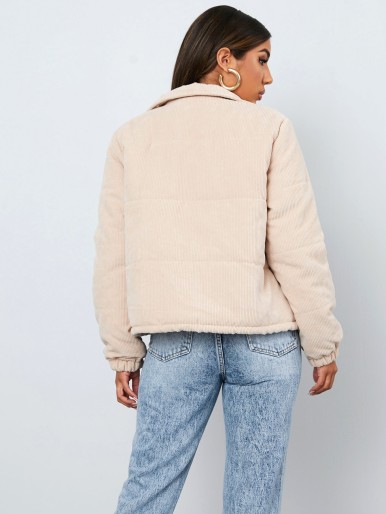 Drawstring Hem Cord Puffer Jacket