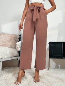 Split Hem Belted Suit Pants