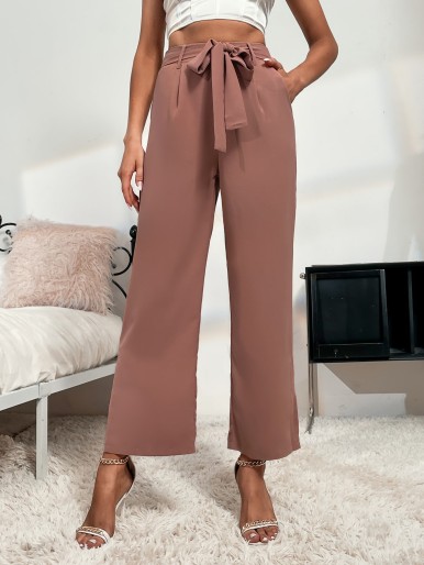 Split Hem Belted Suit Pants