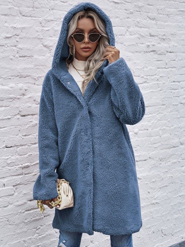 Grey hooded teddy coat hotsell