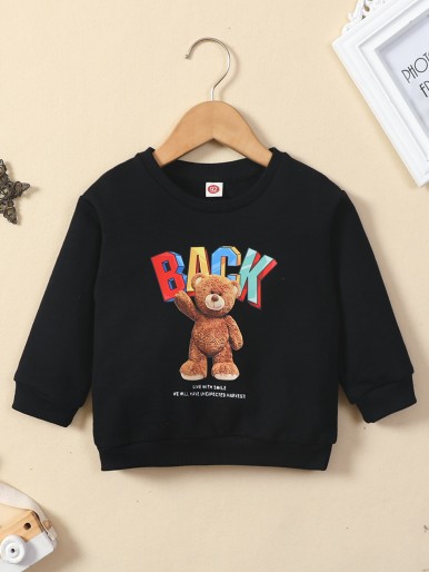 Baby Bear And Slogan Graphic Pullover