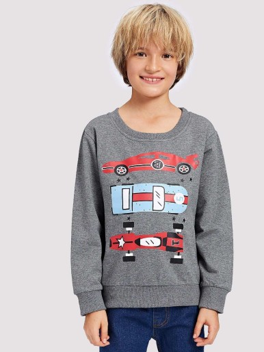 Toddler Boys Car Pattern Sweatshirt
