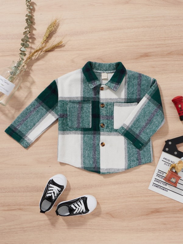 Toddler Boys Plaid Wool-Mix Shacket Without Tee