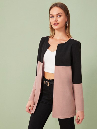 Two Tone Open Placket Coat