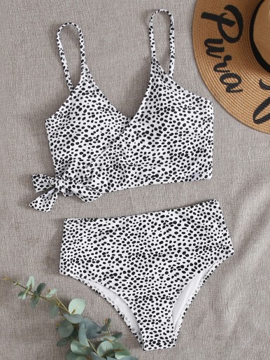 Dalmatian Knot Side Bikini Swimsuit