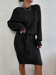 Tie Front Dolman Sleeve Sweater Dress