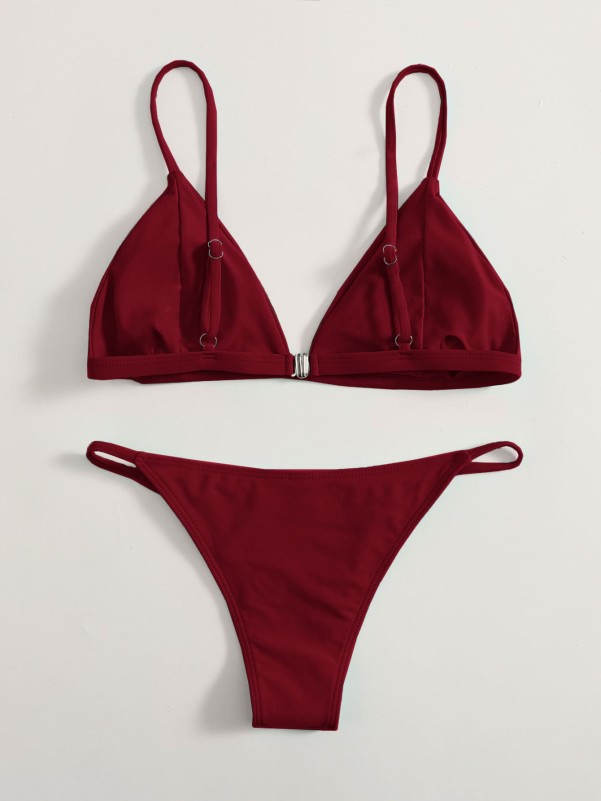 Seam Detail Triangle Thong Bikini Swimsuit