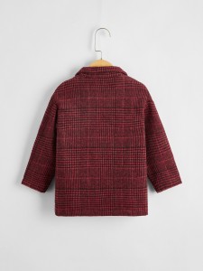 Toddler Boys Plaid Lapel Collar Double Breasted Overcoat