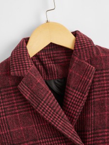 Toddler Boys Plaid Lapel Collar Double Breasted Overcoat