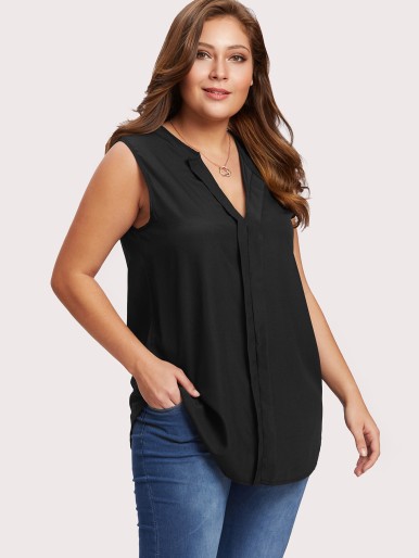 Plus V Neckline Sleeveless Top