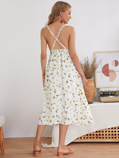 Maternity Ditsy Floral Crisscross Back Bustier Slip Dress