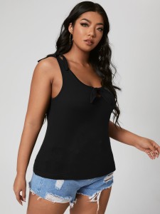 Plus Tie Front Tank Top