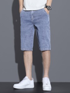 Men Letter Patched Denim Shorts